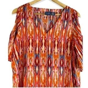 Caribbean Joe Cold Shoulder Mini Dress Pink Orange M